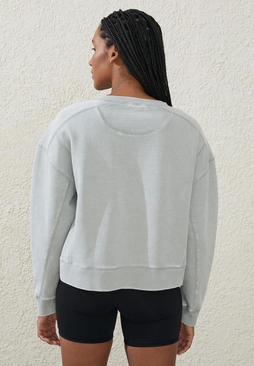 Cotton On - Active washed boxy crew jumper - washed aqua mist