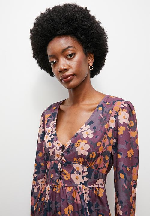 edit - Empire button detail dress - painterly floral