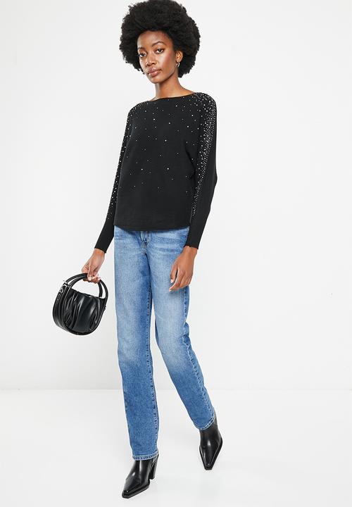 Stella Morgan - Diamante sequinned jersey - black