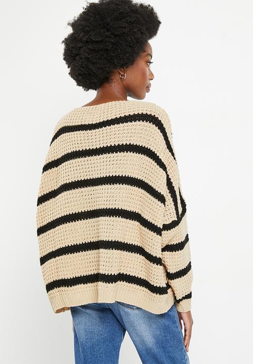 Stella Morgan - Striped oversized jersey - stone