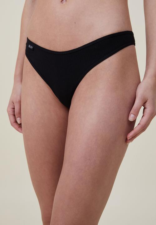 Cotton On - Organic cotton rib G-string - black