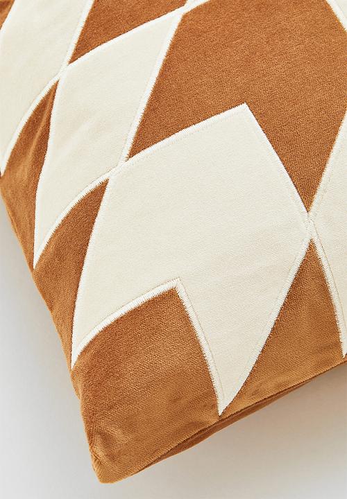 H&M - Quilted velvet cushion cover - light brown/light beige
