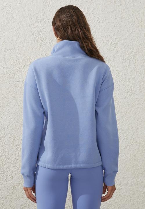 Cotton On - Plush rib half zip jumper - iris flower