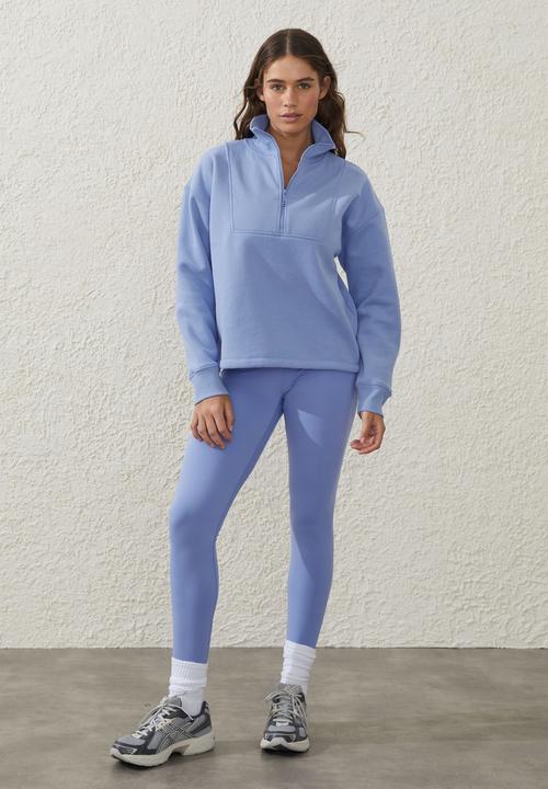 Cotton On - Plush rib half zip jumper - iris flower