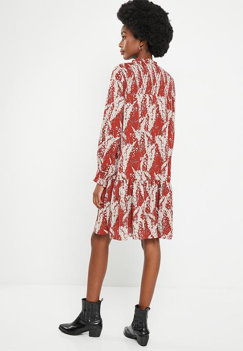 Stella Morgan - Printed long sleeve dress - red