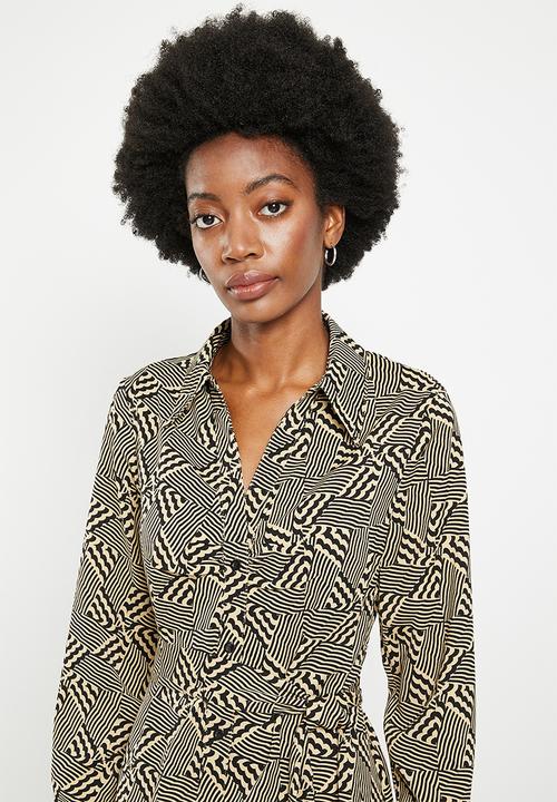 Stella Morgan - Long sleeve shirt dress - multi beige