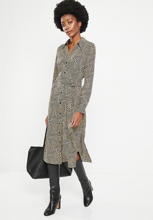 Stella Morgan - Long sleeve shirt dress - multi beige