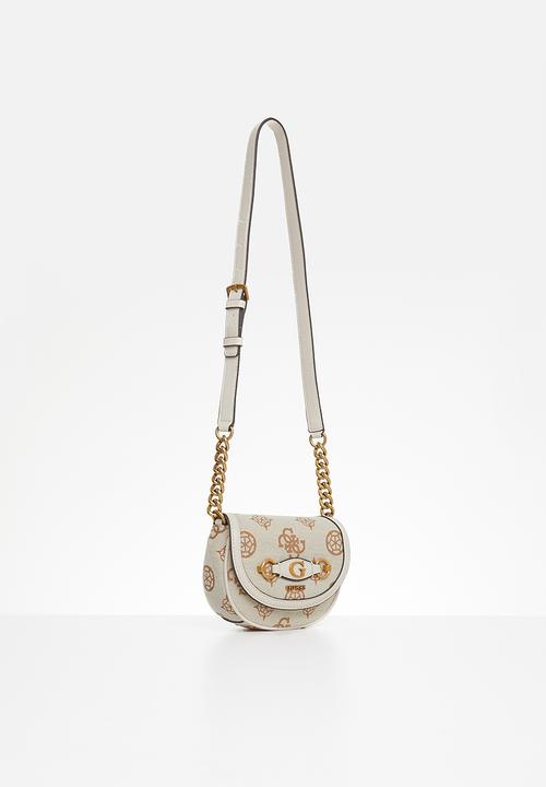 GUESS - Izzy mini crossbody flap - beige logo