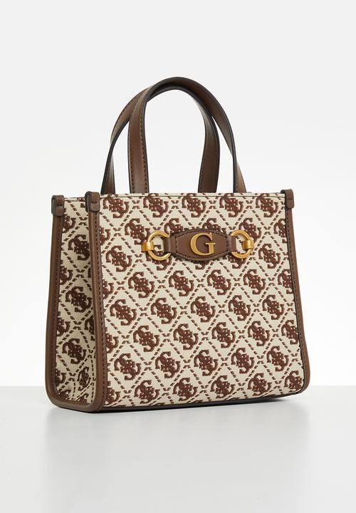 GUESS - Izzy 2 compartment mini tote - brown logo 