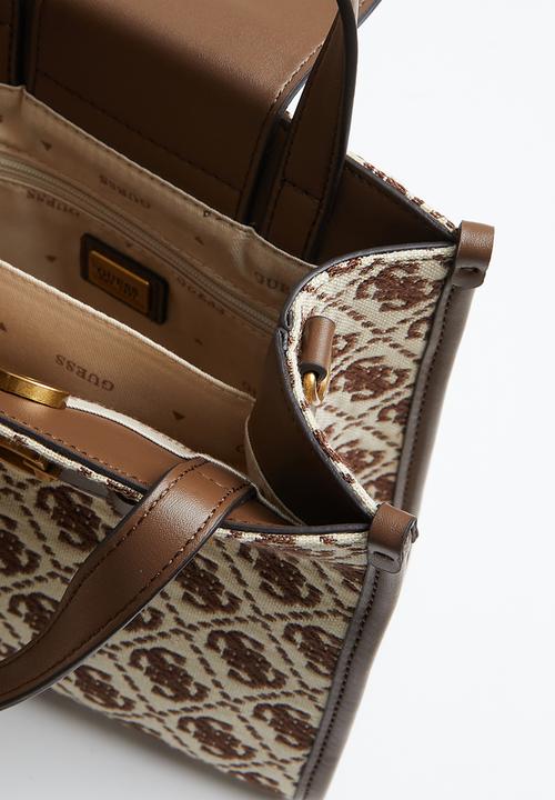 GUESS - Izzy 2 compartment mini tote - brown logo 