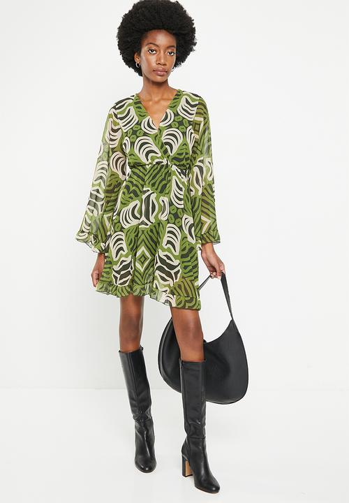Stella Morgan - Double layer chiffon dress - khaki