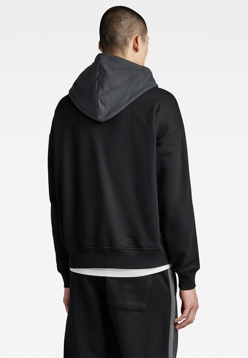 G-STAR - Tape clr block loose 1\2 zip hooded sw - cloack/dk black