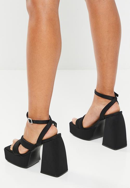 Public Desire - Money honey platform heel - black nylon