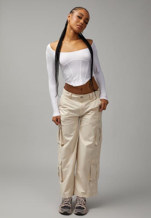 Factorie - Sheer long sleeve corset - white