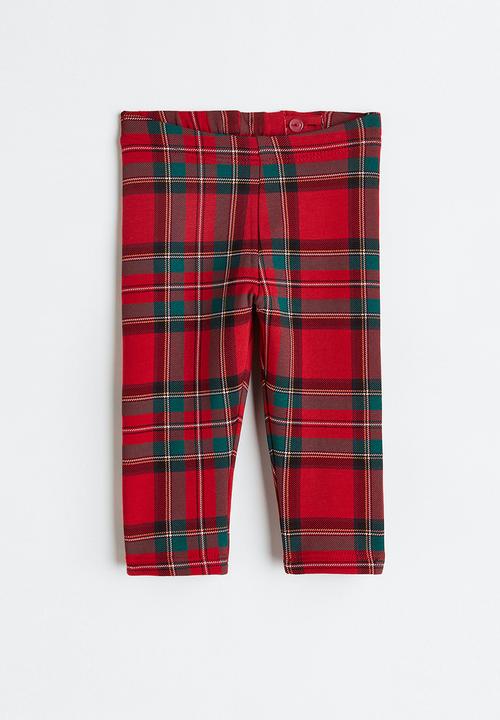 H&M - Cotton leggings - red/checked