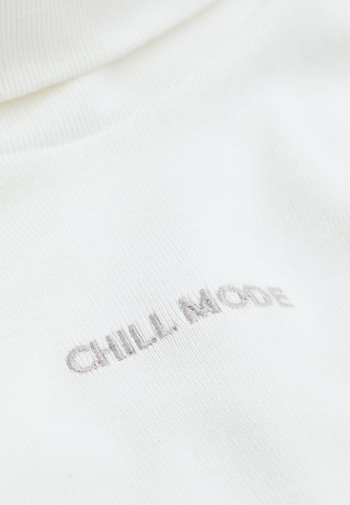 H&M - Ribbed polo-neck top - white/chill mode