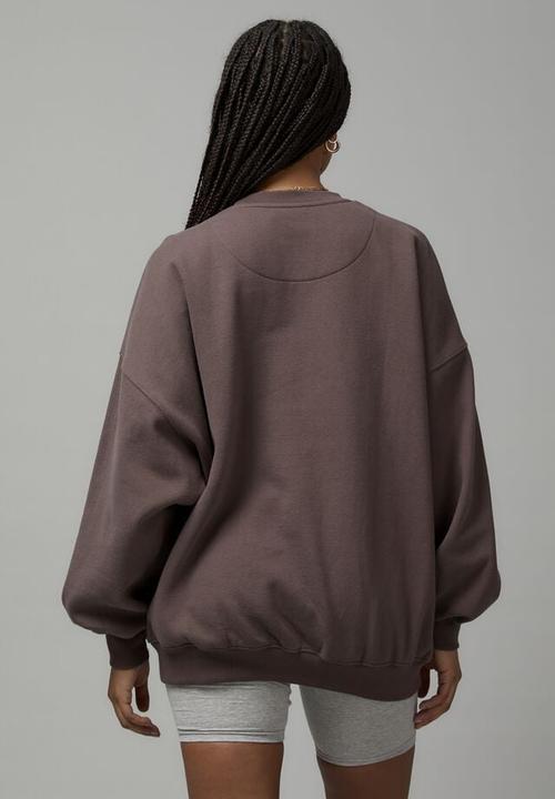 Factorie - Slouchy premium graphic crew - plum truffle/detroit