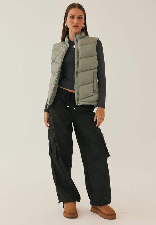 Supré  - Scout longline puffer vest -  silver green