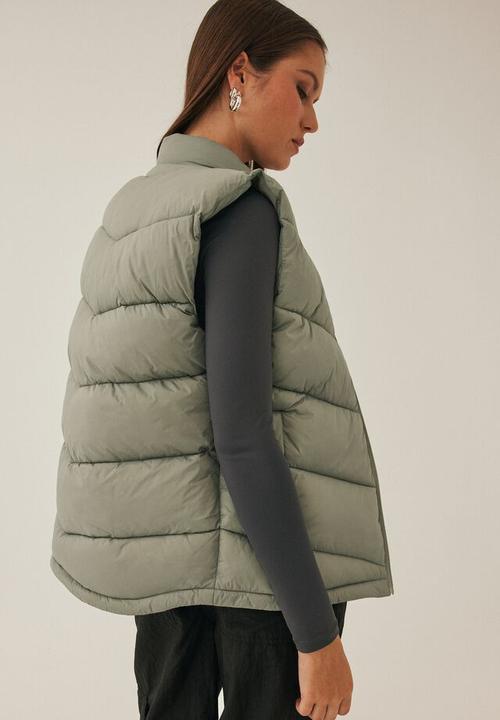 Supré  - Scout longline puffer vest -  silver green