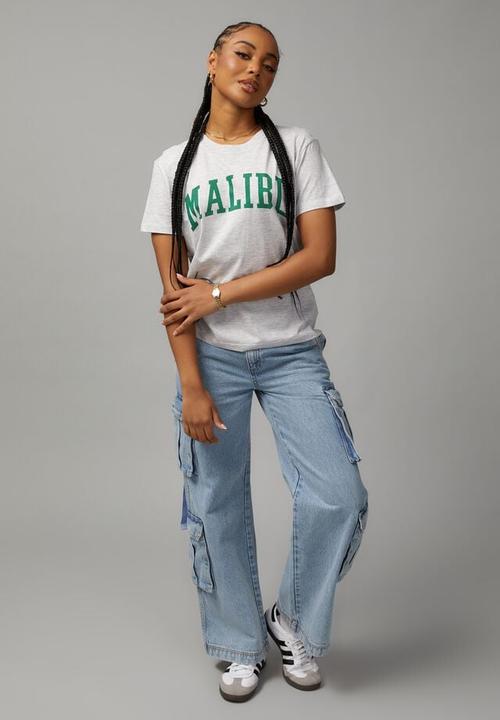 Factorie - Everyday graphic tee - silver marle/malibu