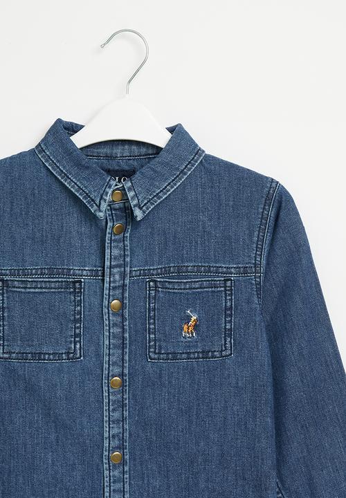 POLO - Boys pjc ethan long sleeve denim shirt - medium wash
