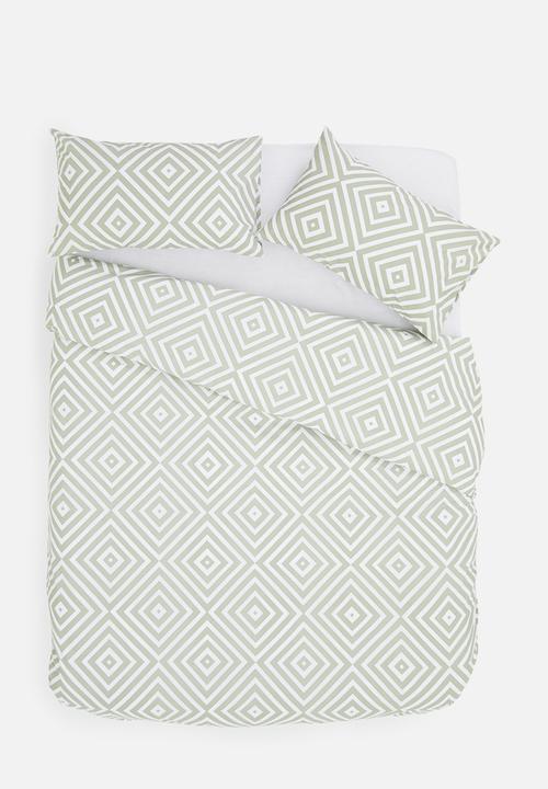 Sixth Floor - Juno polycotton printed duvet cover set - green