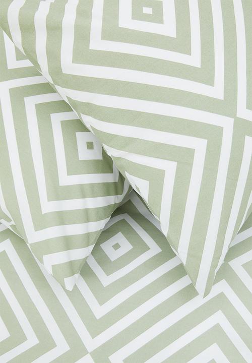 Sixth Floor - Juno polycotton printed duvet cover set - green