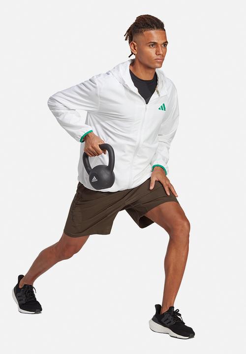 adidas Performance - Train ess training fz jacket- white/silver pebble/court green
