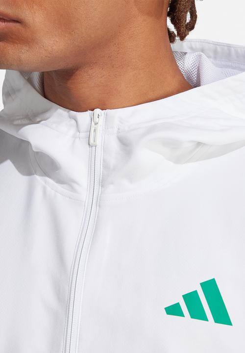 adidas Performance - Train ess training fz jacket- white/silver pebble/court green