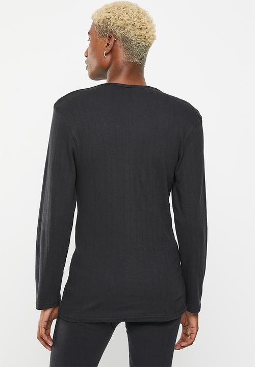Jockey - 1 Pack  drop needle interlock long sleeve undershirt - black 