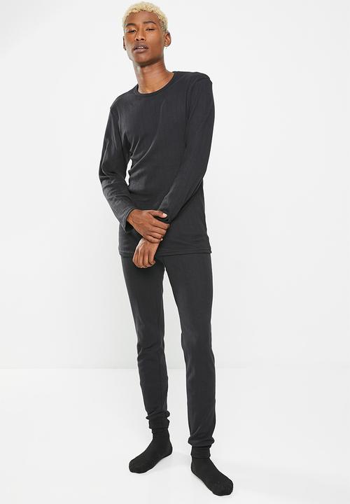Jockey - 1 Pack  drop needle interlock long sleeve undershirt - black 