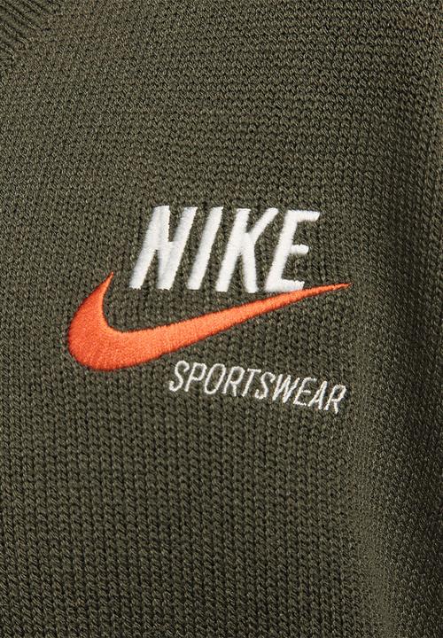 Nike - Nsw nike trend sweater - cargo khaki/sail/team orange/sail