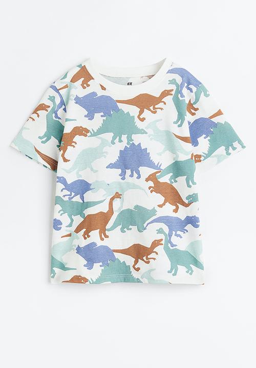 H&M - Printed t-shirt - white/dinosaurs