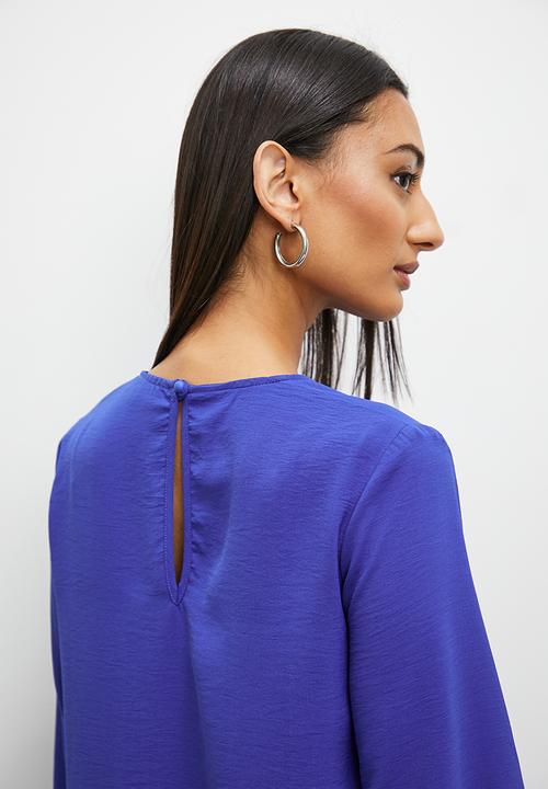 Superbalist - Gathered crew neck blouse - blue