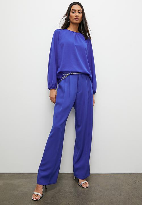 Superbalist - Gathered crew neck blouse - blue