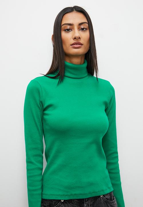 Superbalist - Poloneck rib top - green