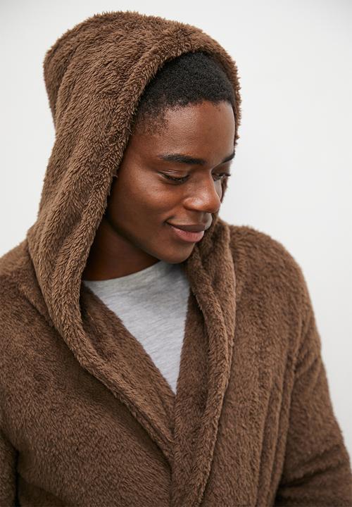 STYLE REPUBLIC - Borg plush robe - brown
