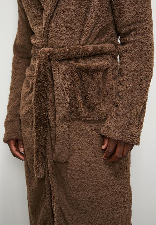 STYLE REPUBLIC - Borg plush robe - brown