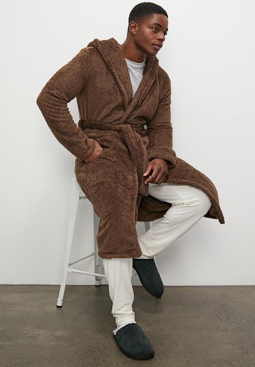 STYLE REPUBLIC - Borg plush robe - brown