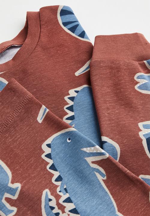 H&M - Jersey pyjamas - rust red/dinosaurs