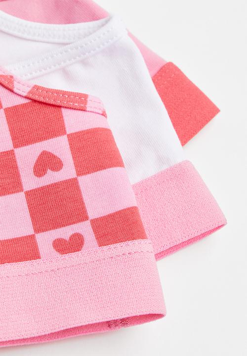 H&M - 3-pack tops - light pink/checked