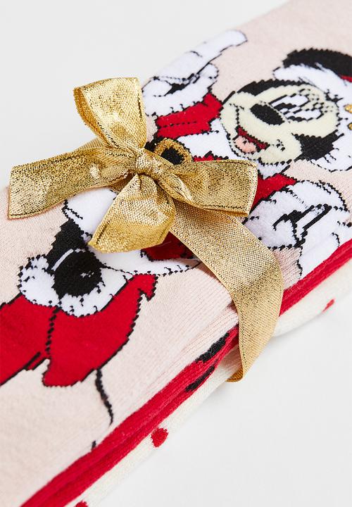 H&M - 3-pack terry socks - red/minnie mouse