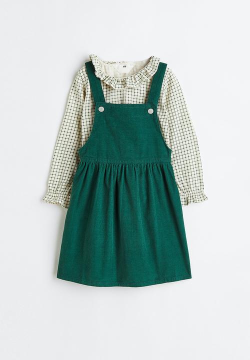 H&M - 2-piece cotton set - dark green/checked