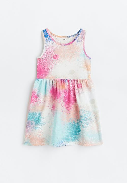 H&M - Patterned jersey dress - pink/turquoise