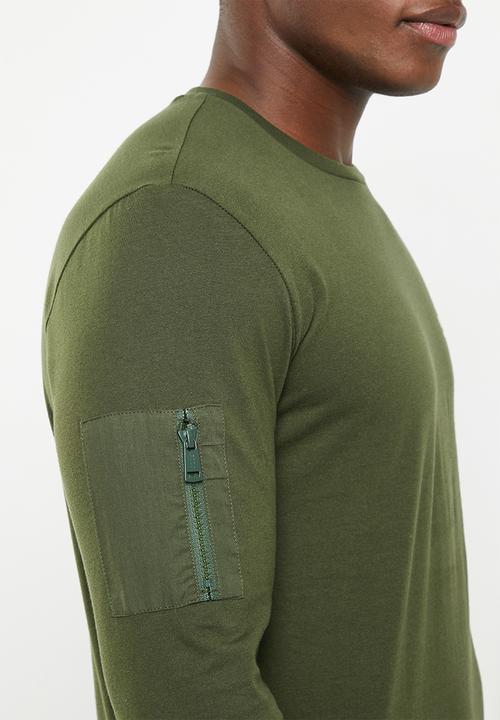 POLO - Mens pjc back printed long sleeve tee - green