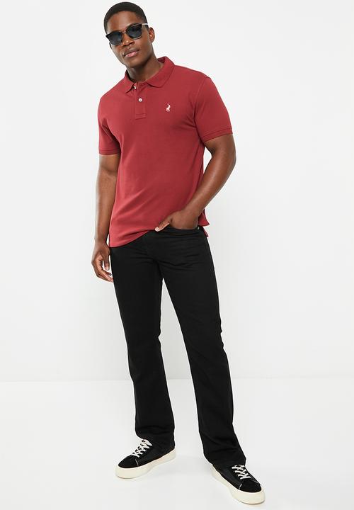 POLO - Mens pique short sleeve golfer - burgundy 