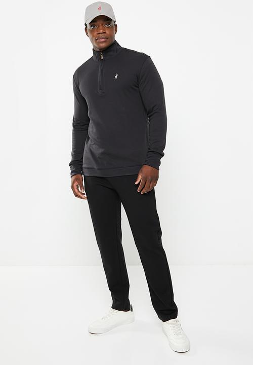 POLO - Mens 1/4 zip long sleeve sweater - black