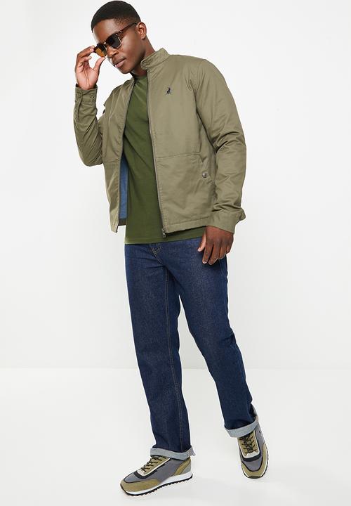 POLO - Mens funnel cotton harrington jacket - olive