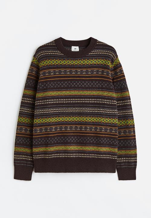 H&M - Regular fit jacquard-knit jumper - brown/patterned
