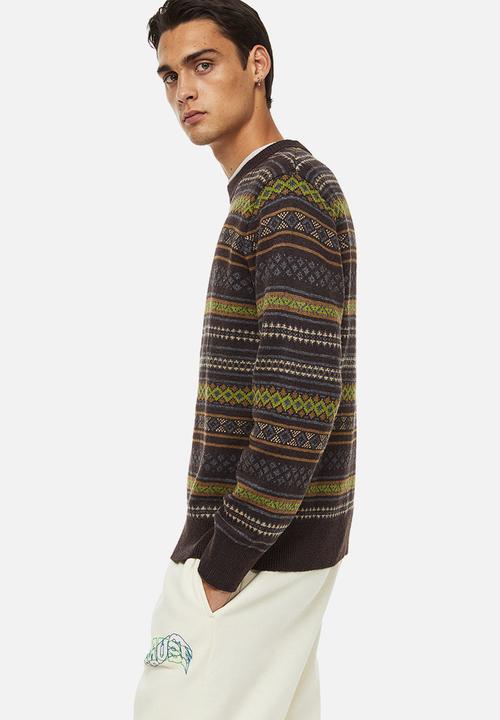 H&M - Regular fit jacquard-knit jumper - brown/patterned